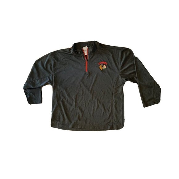 Chicago Blackhawks NHL Logo 1/4 Zip Pullover Shirt Gray Mens Size XL Extra Large - Picture 6 of 8